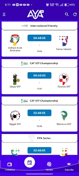 Aya TV APK download view